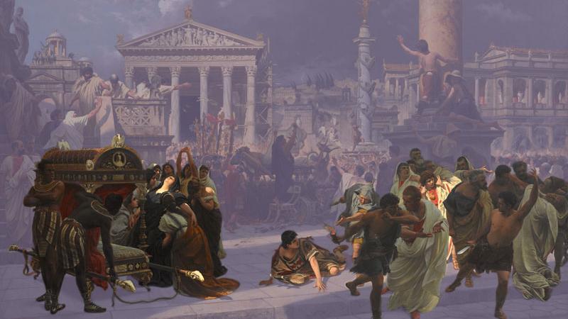 Pirmer plano de Los funerales de César, parte del análisis ético y morfológico que se realizó para esta obra de gran formato.