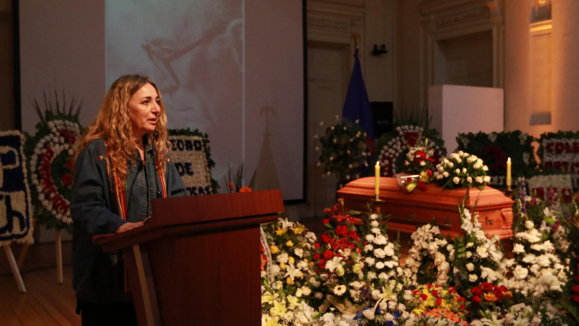 Concepción Balmes, hija de José Balmes. Concepción Balmes, hija de José Balmes, en el discurso de despedida donde destacó la vida y obra del artista.
