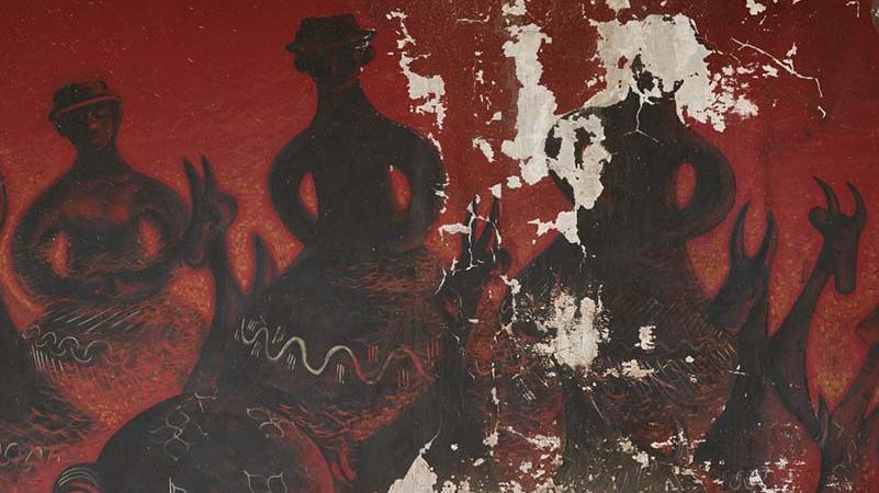 Detalle Mural Quinchamalí. Crédito foto: Archivo Centro Nacional de Conservación y Restauración/Diego Ramírez Detalle Mural Quinchamalí. Crédito foto: Archivo Centro Nacional de Conservación y Restauración/Diego Ramírez
