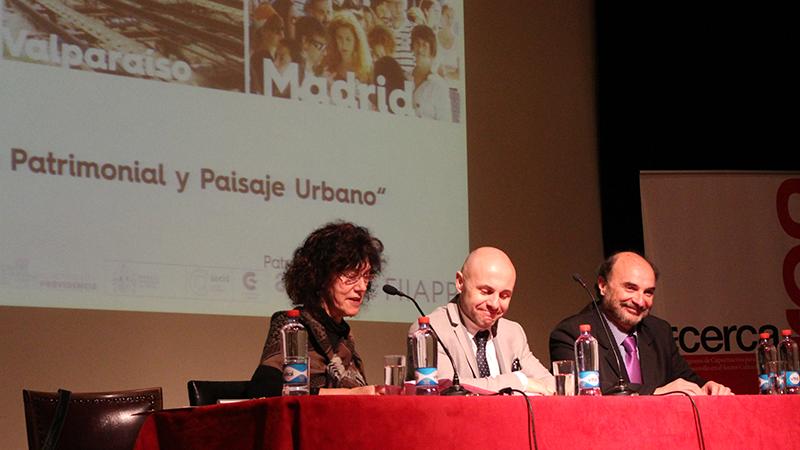Seminario "Gestión patrimonial y paisaje urbana". Los expositores José Francisco López y Ángel Cabeza.