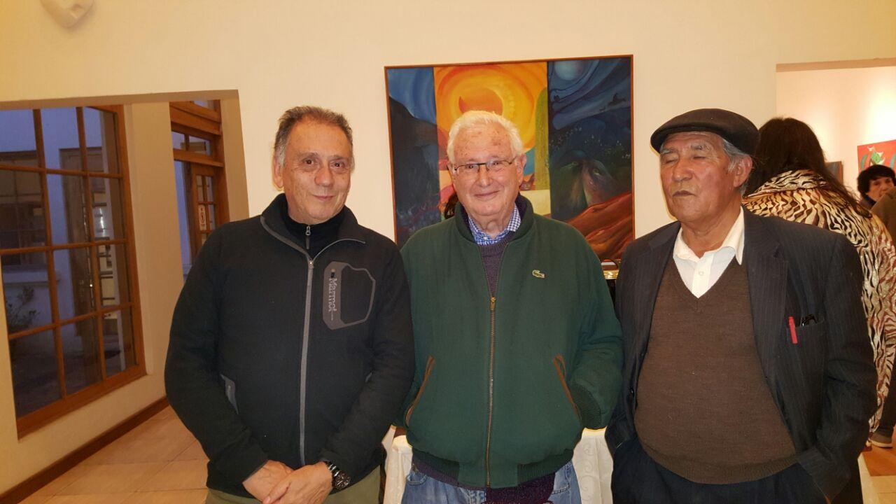 Jacques Chonchol junto al Dir. MHR GGV, Mateo Iribarren y el dirigente agrícola, Mateo Castillo