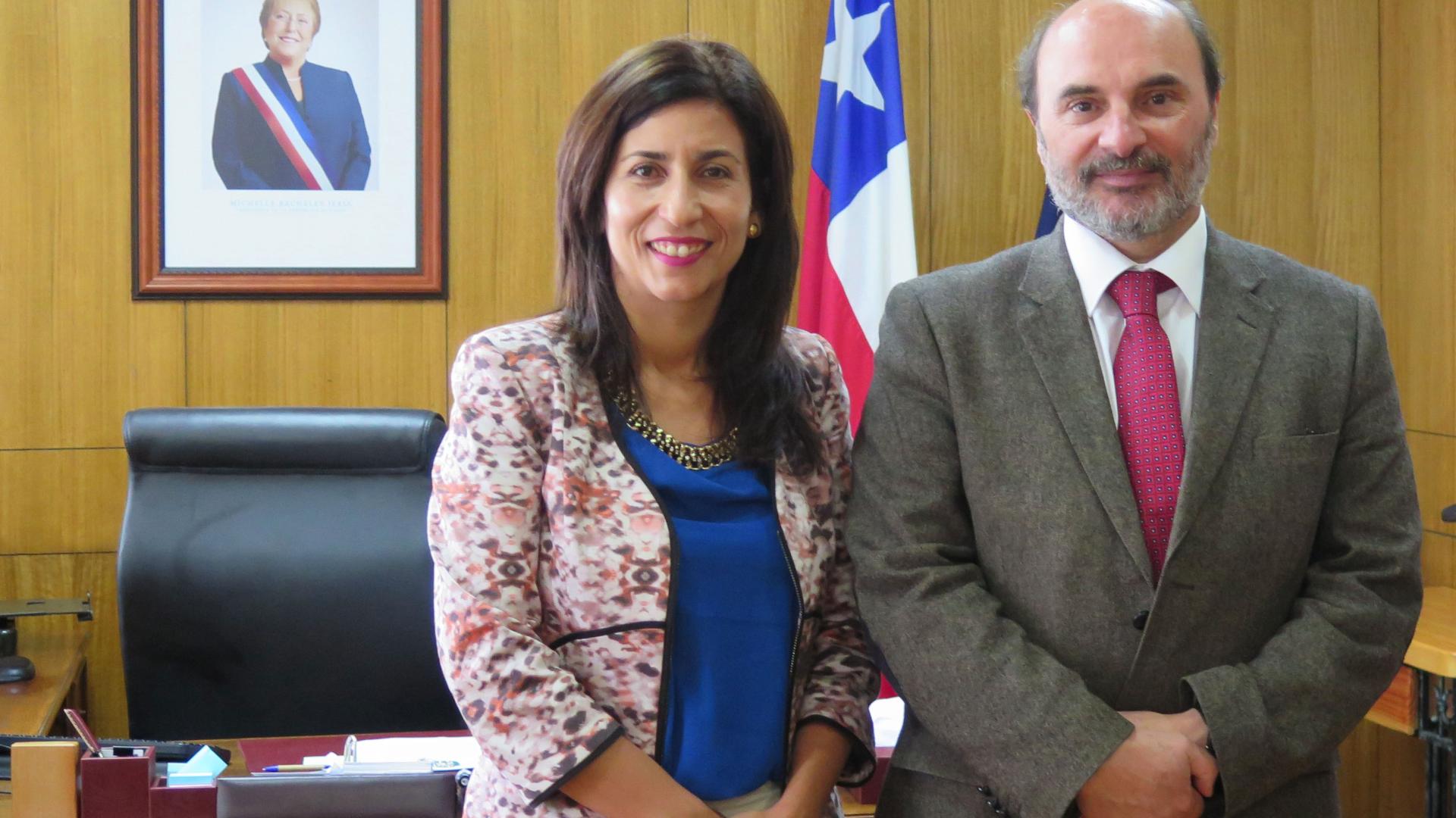 Intendenta región de Arica y Parinacota, Gladys Acuña, y director Dibam, Ángel Cabeza.