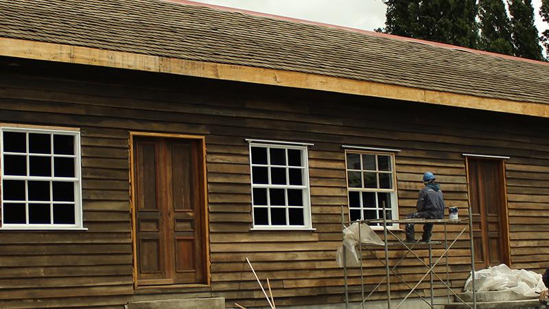 Restauración pulpería de la Sociedad Industrial de Aysén. (Imagen: Angela Morales)