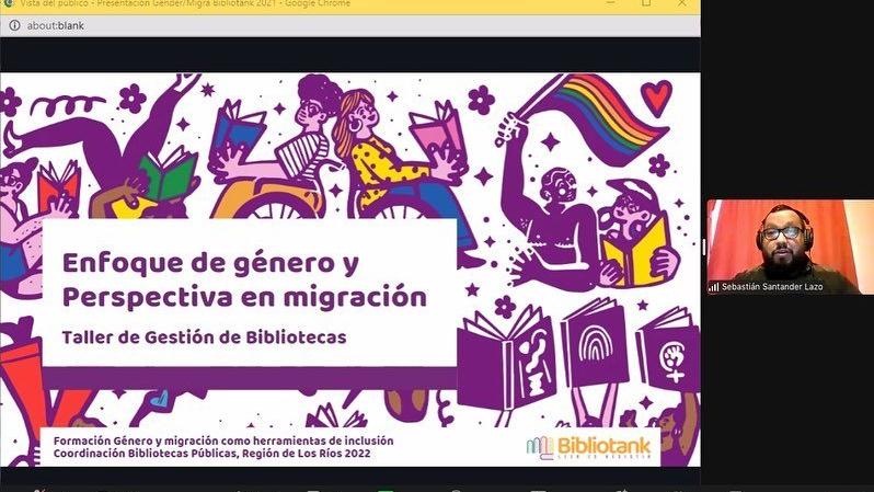 Recorte de “Taller de Gestión de Bibliotecas con Enfoque de Género y Perspectiva en migración”