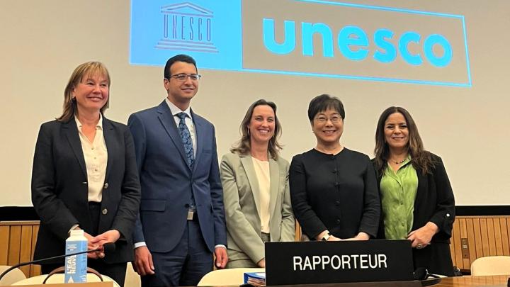 Directora Serpat junto a otros representantes en Octava Reunión de Estados Parte de la Convención Unesco 1970 realizada en París