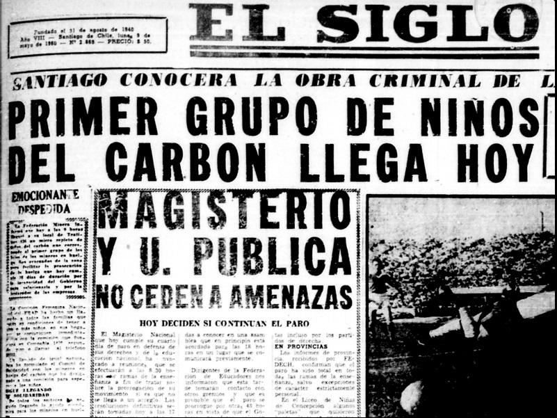 9 de mayo de 1960. Evacuación de niños y niñas del Carbón