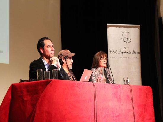 Marco Llerena, Elicura Chihuailaf y Nivia Palma.