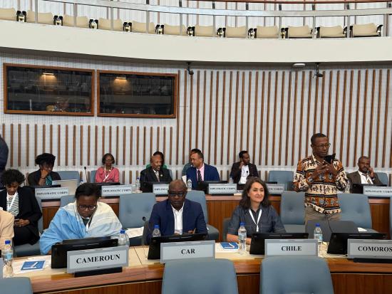 Representantes de diversos países en sus puestos durante la reunión Unesco