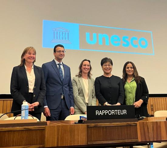 Directora Serpat junto a otros representantes en Octava Reunión de Estados Parte de la Convención Unesco 1970 realizada en París