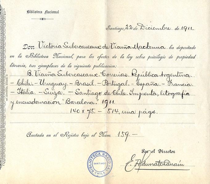 Inscripción propiedad intelectual, Biblioteca Nacional