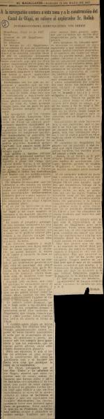A la navegación costera a esta zona y a la construcción del Canal de Ofqui, se refiere el explorador Sr. Hollub